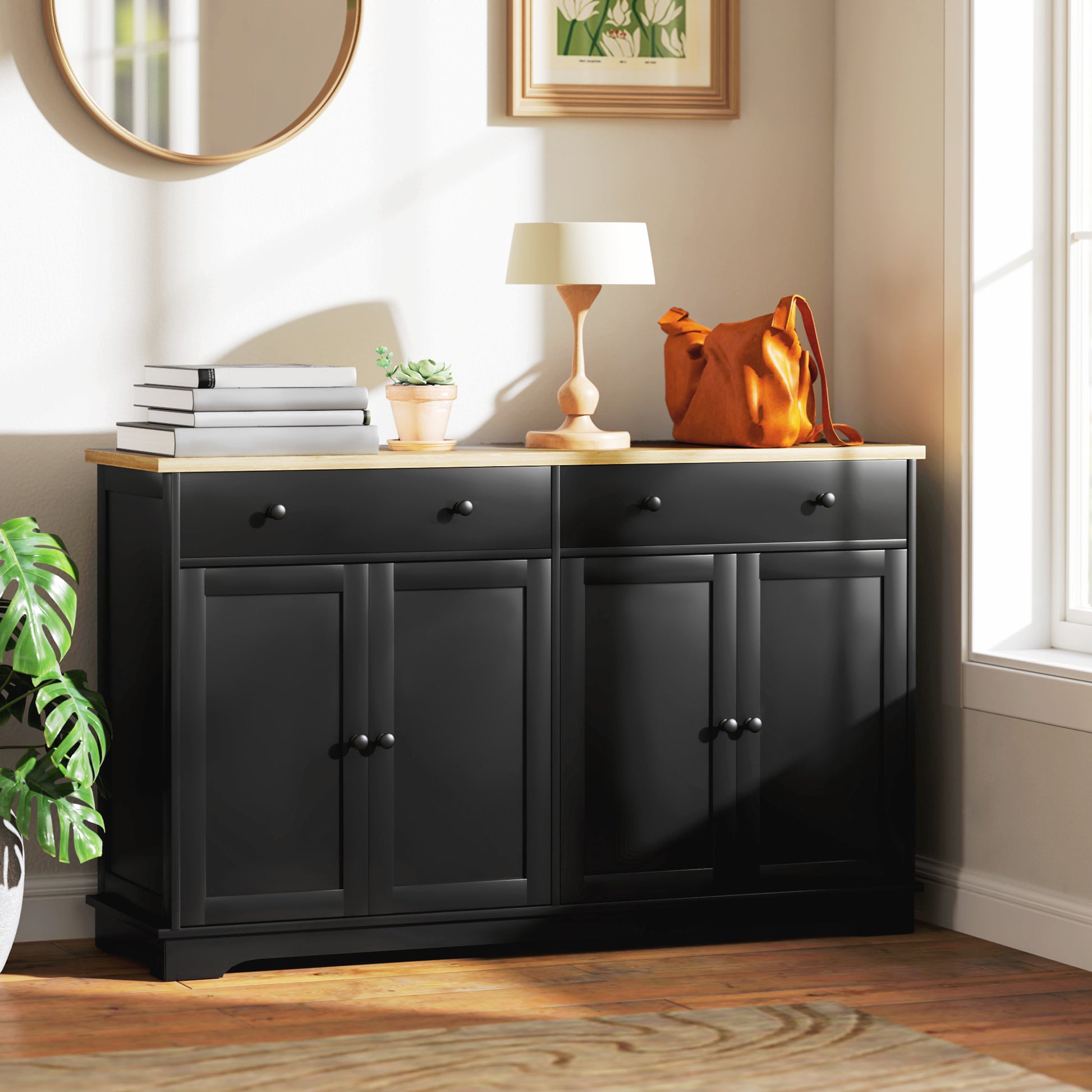 Modern Sideboard, Buffet Cabinet with Storage Drawers, Adjustable Shelves for Living Room, Dining Room, Entryway, Black Storage Cabinets   at Gallery Canada