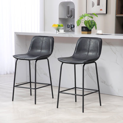 Bar Stools Set of 2, Upholstered Counter Height Bar Chairs, Kitchen Stools with Steel Legs Bar Stools   at Gallery Canada