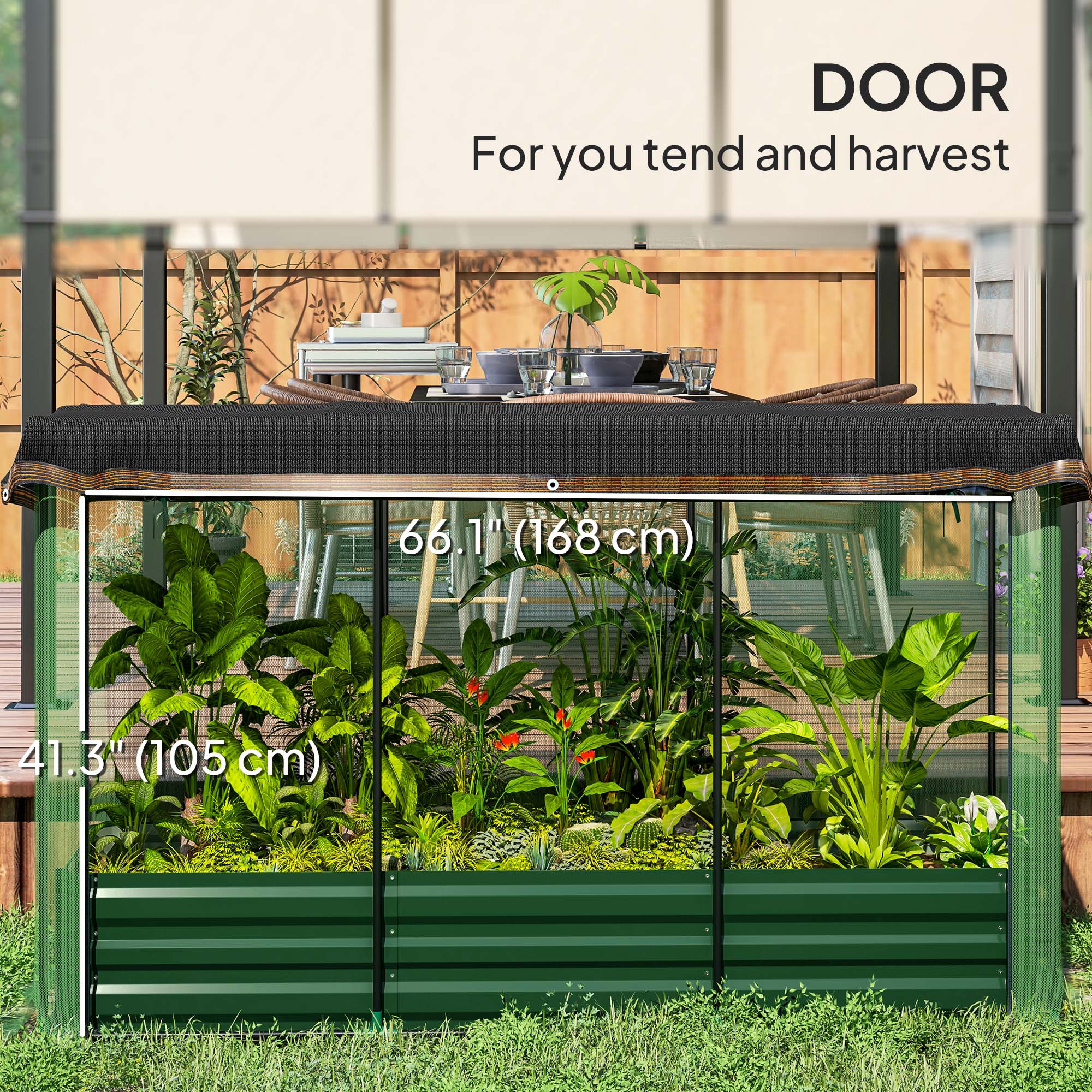 Galvanized Steel Planter Box with Crop Cage and Shade Cloth, Raised Garden Bed for Flowers, Vegs and Herbs, Green Raised Garden Beds at Gallery Canada