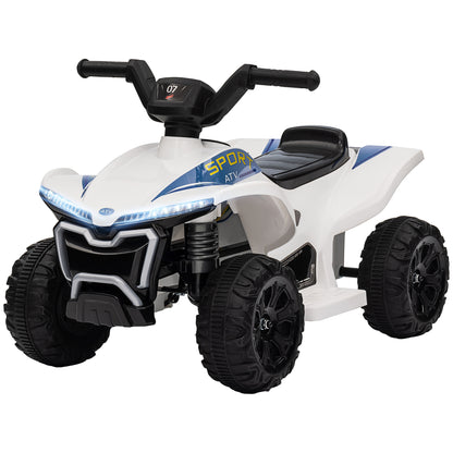 Kids ATV, 6V Battery Powered Electric Vehicle with Headlights, Forward/Reverse Switch for 18-36 Months, White Electric Ride On Toys   at Gallery Canada