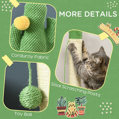 33" Cactus Cat Scratching Post for Indoor Cats, Sisal Cat Scratcher with Hanging Ball, Green Cat Posts   at Gallery Canada