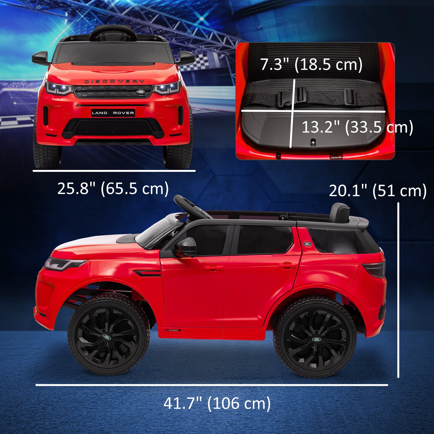 Land Rover Discovery Sport Licensed 12V Ride on Car w/ Remote, Soft Start, LED Lights, Music Horn, Red Electric Toy Cars   at Gallery Canada