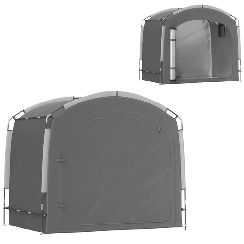 Bike Storage Shed Tent, Portable and Waterproof with 210D Oxford Fabric and Carry Bag for 3-4 Bicycles, Dark Grey