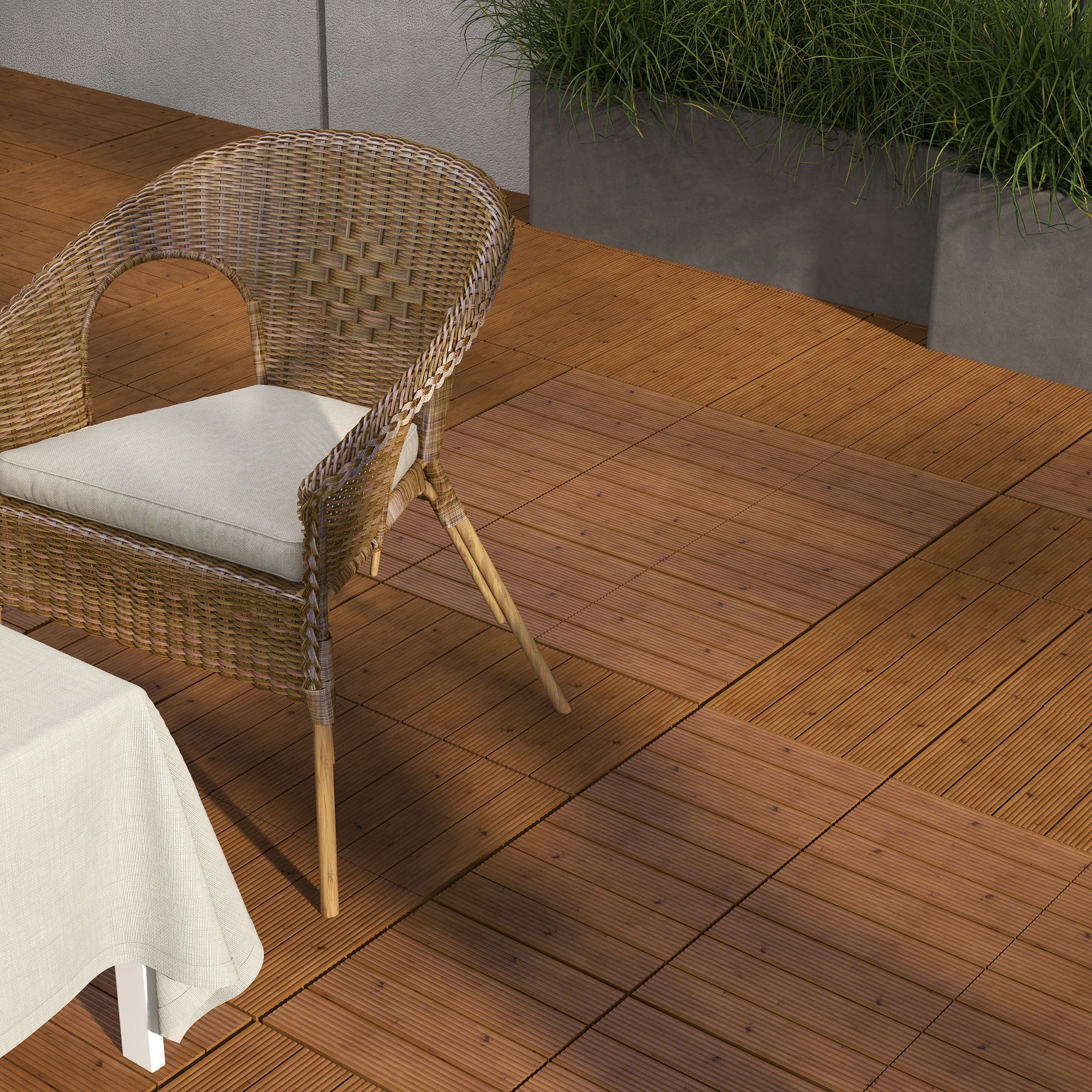 12 Pcs Garden Decking Tiles Wooden Outdoor Flooring Tiles for All Weather Use, Brown Deck Tiles at Gallery Canada