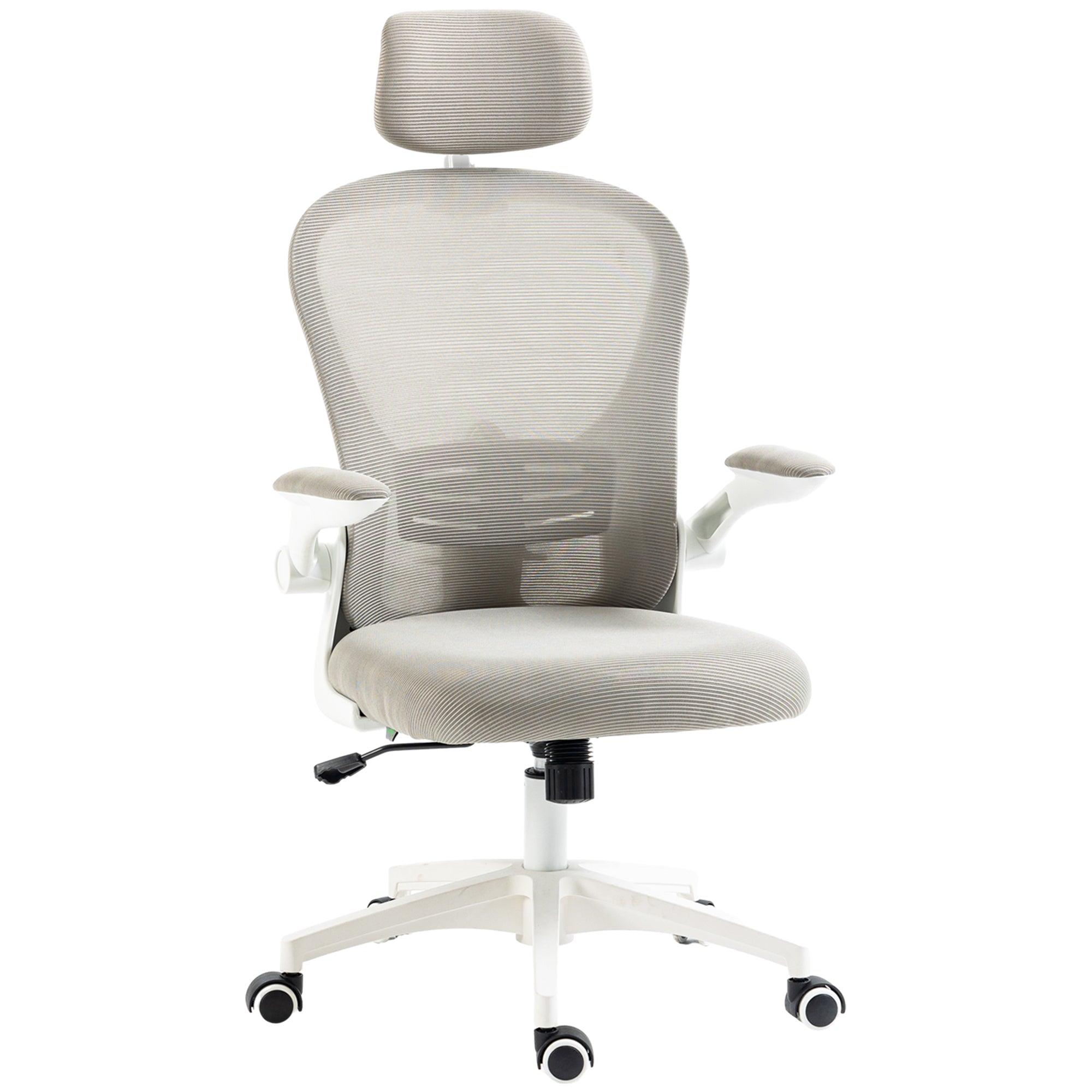 Office Chair, Mesh Computer Desk Chair with Adjustable Headrest, 4D Lumbar Support, Flip-up Arm, Grey Task Chairs at Gallery Canada