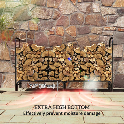 6ft Outdoor Firewood Rack with Cover, Adjustable Wood Storage Holder, Indoor Outdoor Log Rack for Fireplace, Black Firewood Racks   at Gallery Canada