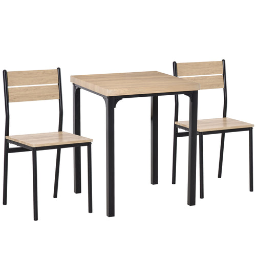 3-piece Dining Table Set with 2 Chairs, Compact Kitchen Table and Chairs for 2 for Breakfast Nook, Dining Room, Small Spaces, Space Saving