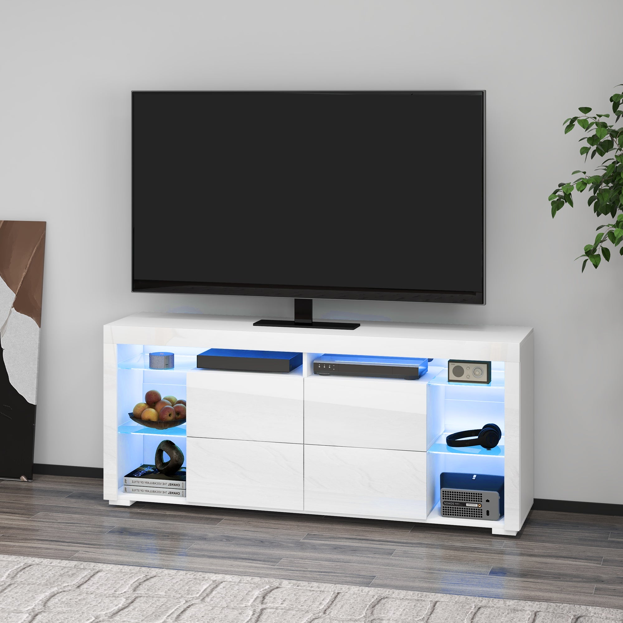 TV Stand with LED Lights for TVs up to 55