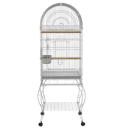 Play Open Top Bird Cage 60" Parrot Cage for Cockatiel, Sun Conure with Rolling Stand, Removable Tray, Perches, Storage Shelf White, 20.1" x 20.1" Bird Cages   at Gallery Canada