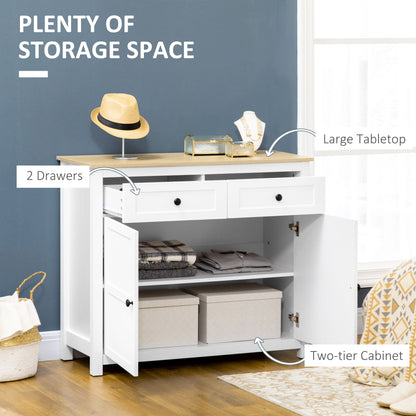 Sideboard, Modern Kitchen Storage Cabinet with Drawers and Adjustable Shelf, for Living Room and Entryway, White Storage Cabinets   at Gallery Canada