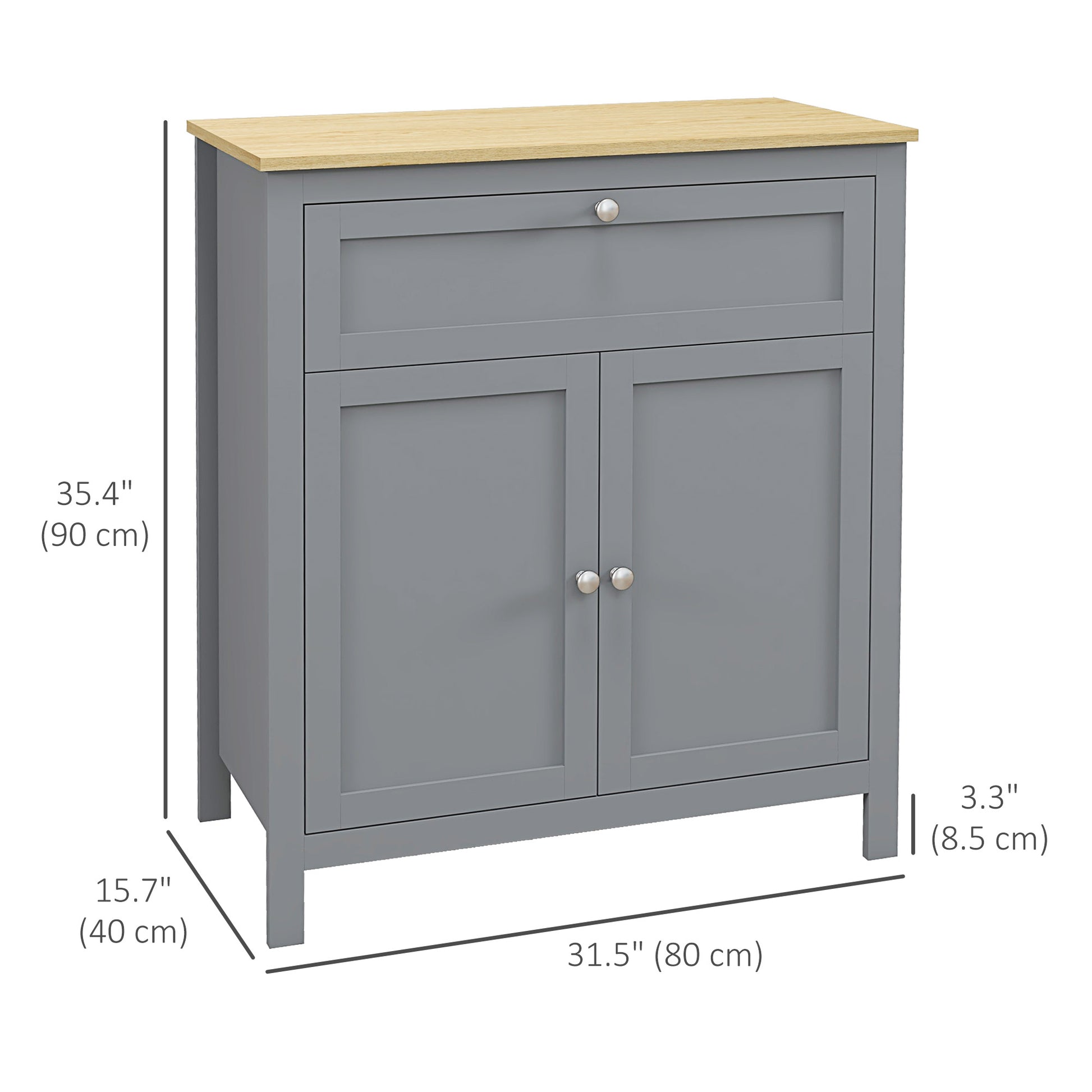 Sideboard Cabinet, Buffet Table with Drawer, Double Door Cupboard and Adjustable Shelf for Living Room, Entryway, Grey Bar Cabinets   at Gallery Canada