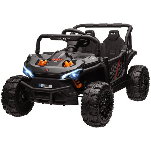 12V Kids Ride On Car, Toy Truck with Remote Control, Spring Suspension, LED Headlights, 3 Speeds, Black