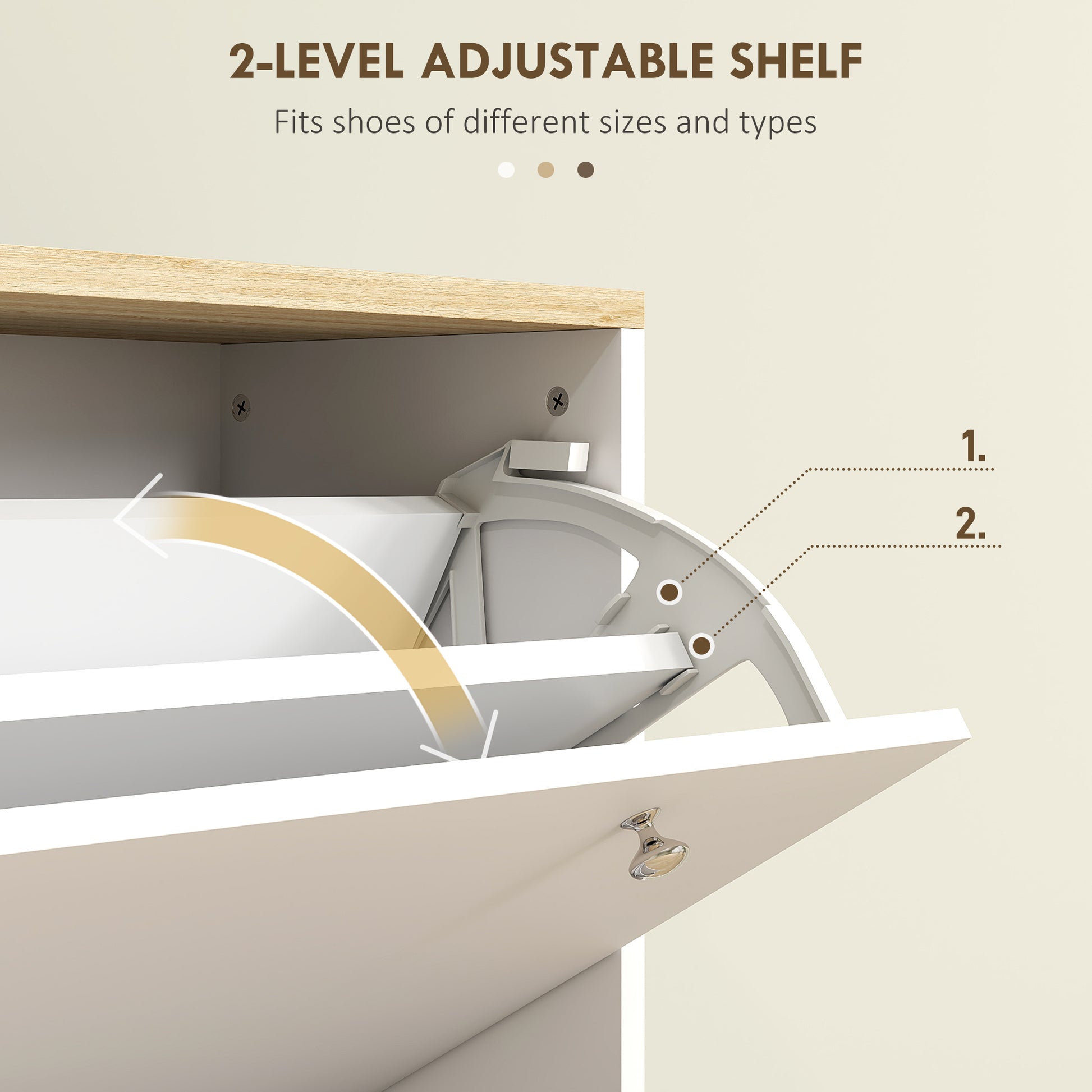 2 Drawers Shoe Storage Cabinet with Adjustable Shelves for 16 Pairs of Shoes, White Shoe Storage Cabinets & Racks   at Gallery Canada