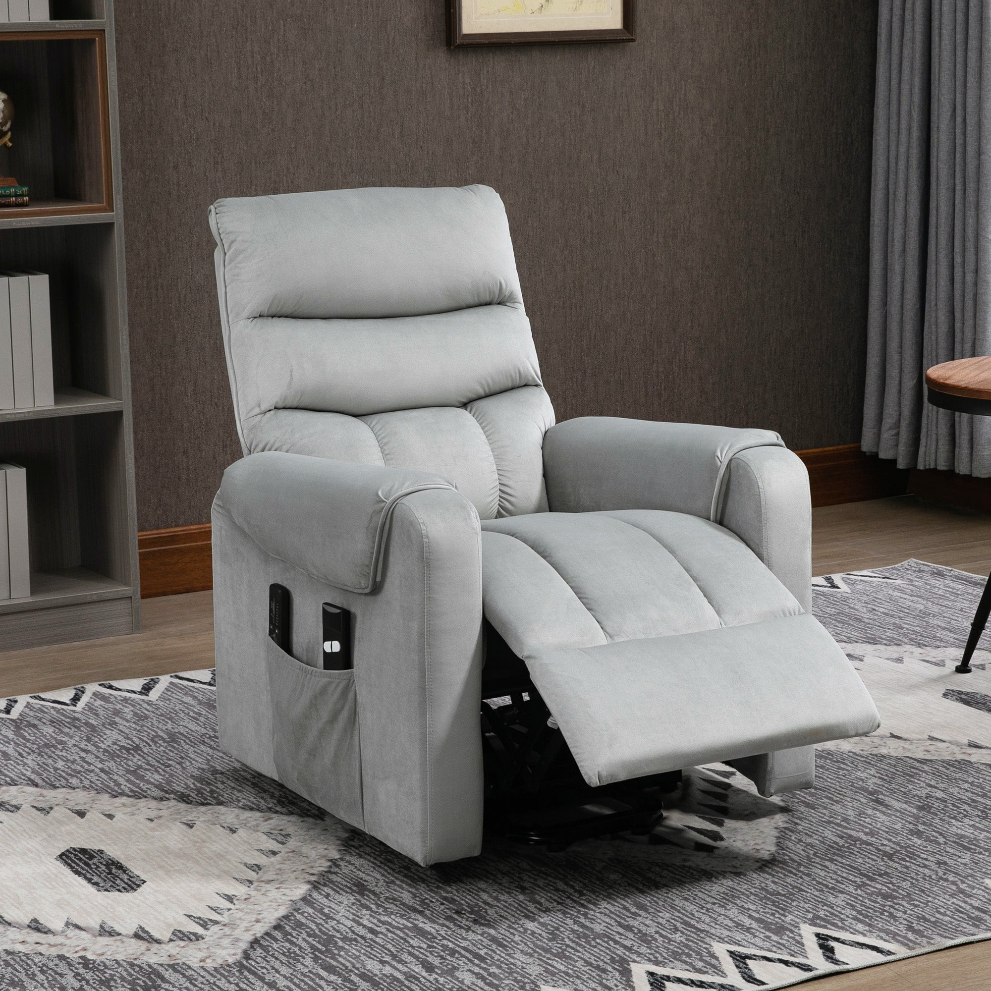 Lift Chair for Elderly, Massage Recliner Chair with 8 Vibration Points, Footrest, Remote Control, Side Pockets, Grey Electric Power Lift Chairs at Gallery Canada