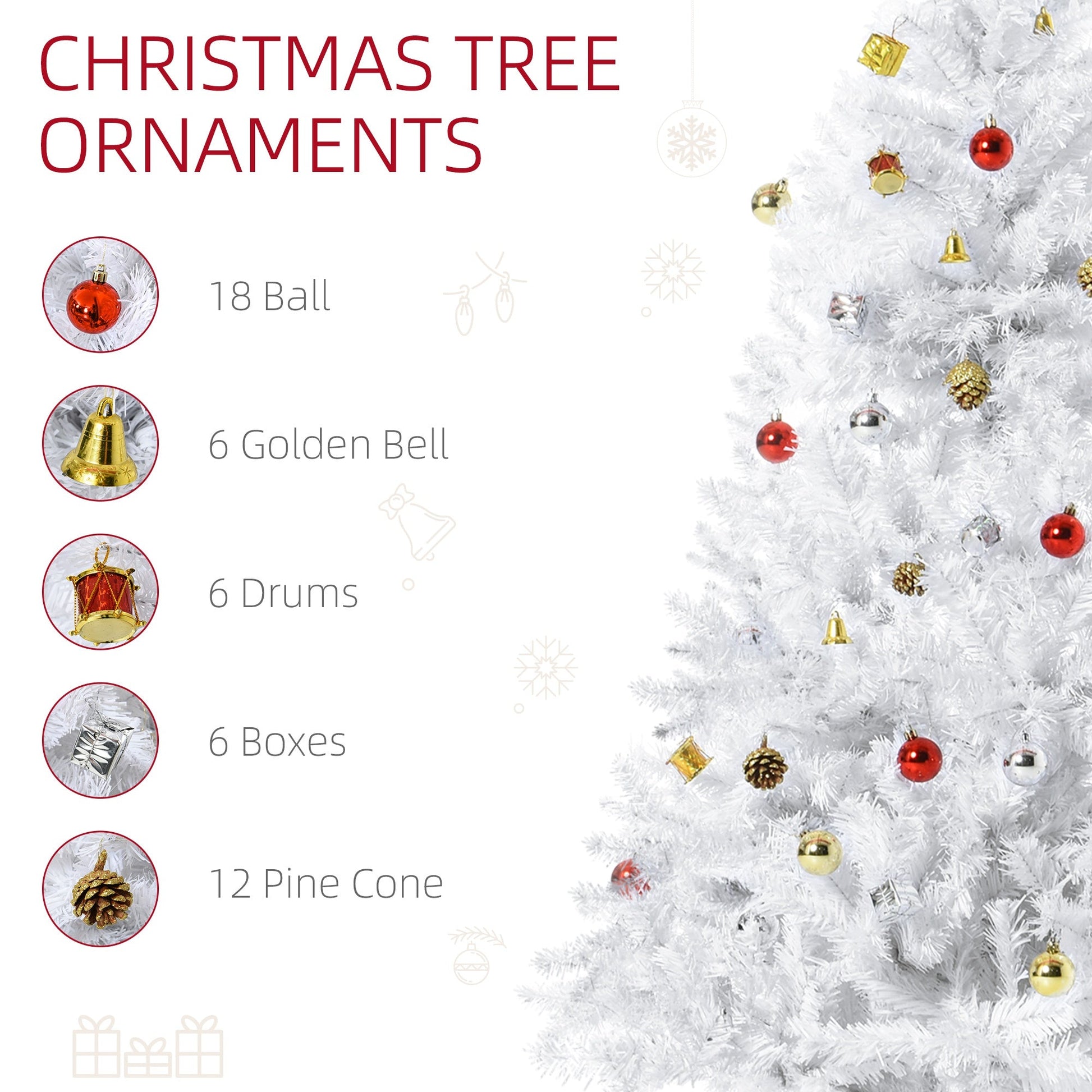 4.9ft Artificial Christmas Tree Xmas Holidays Decor with Ornament White Artificial Christmas Trees   at Gallery Canada