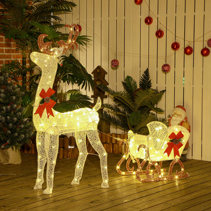 Outdoor Lighted Deer Xmas Decor, Light Up Reindeer Christmas Decoration w/ 170 LED Lights for Holiday, Garden, White Christmas Deer Lights   at Gallery Canada