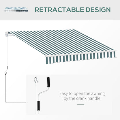 280g/m² UV & Water-Resistant 8' x 7' Retractable Patio Awning, Aluminum Frame, Green and White Deck Awnings   at Gallery Canada