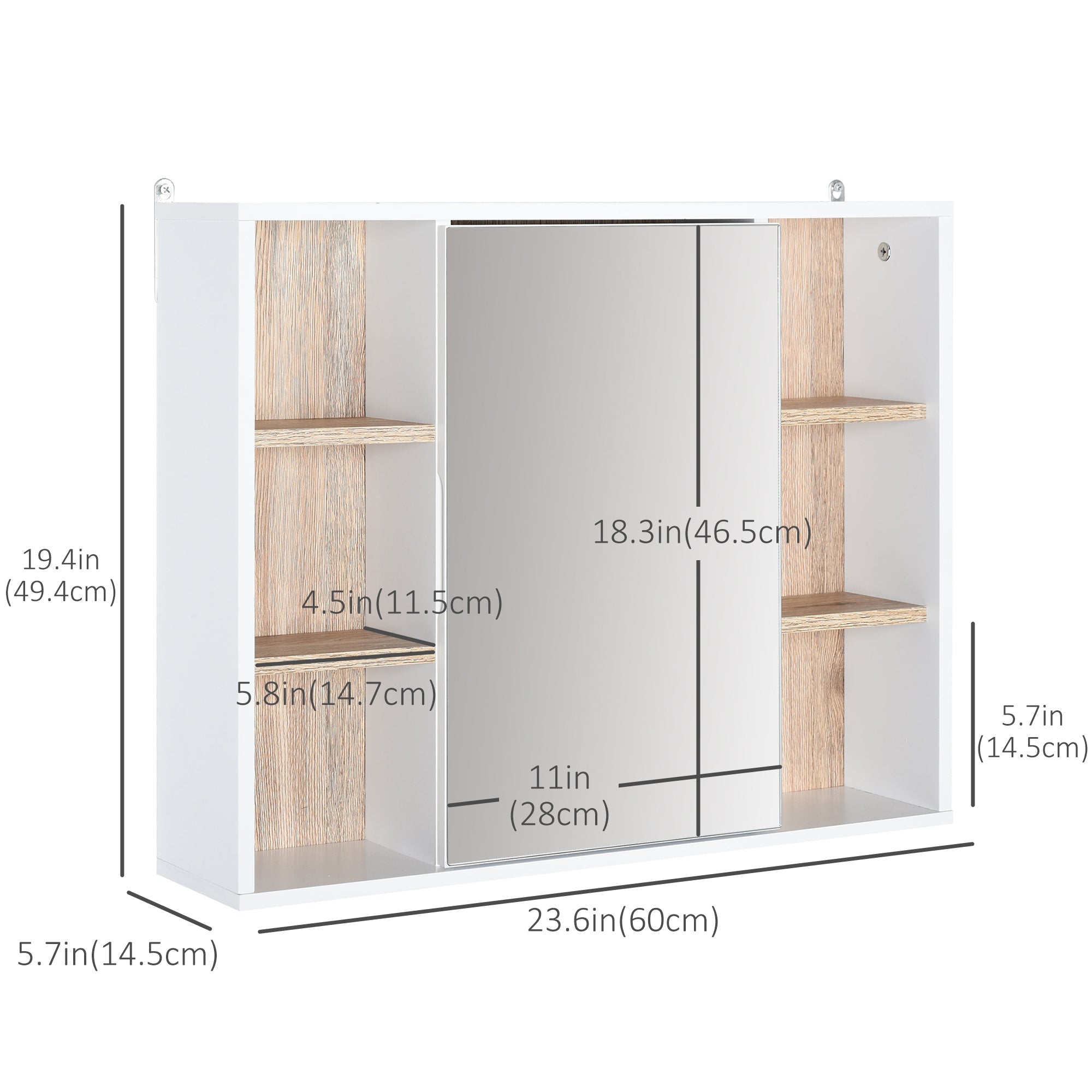 Wall-Mounted Bathroom Medicine Cabinet with Mirror, Over Toilet Bathroom Vanity Cabinet White &; Oak Mirror Medicine Cabinets   at Gallery Canada