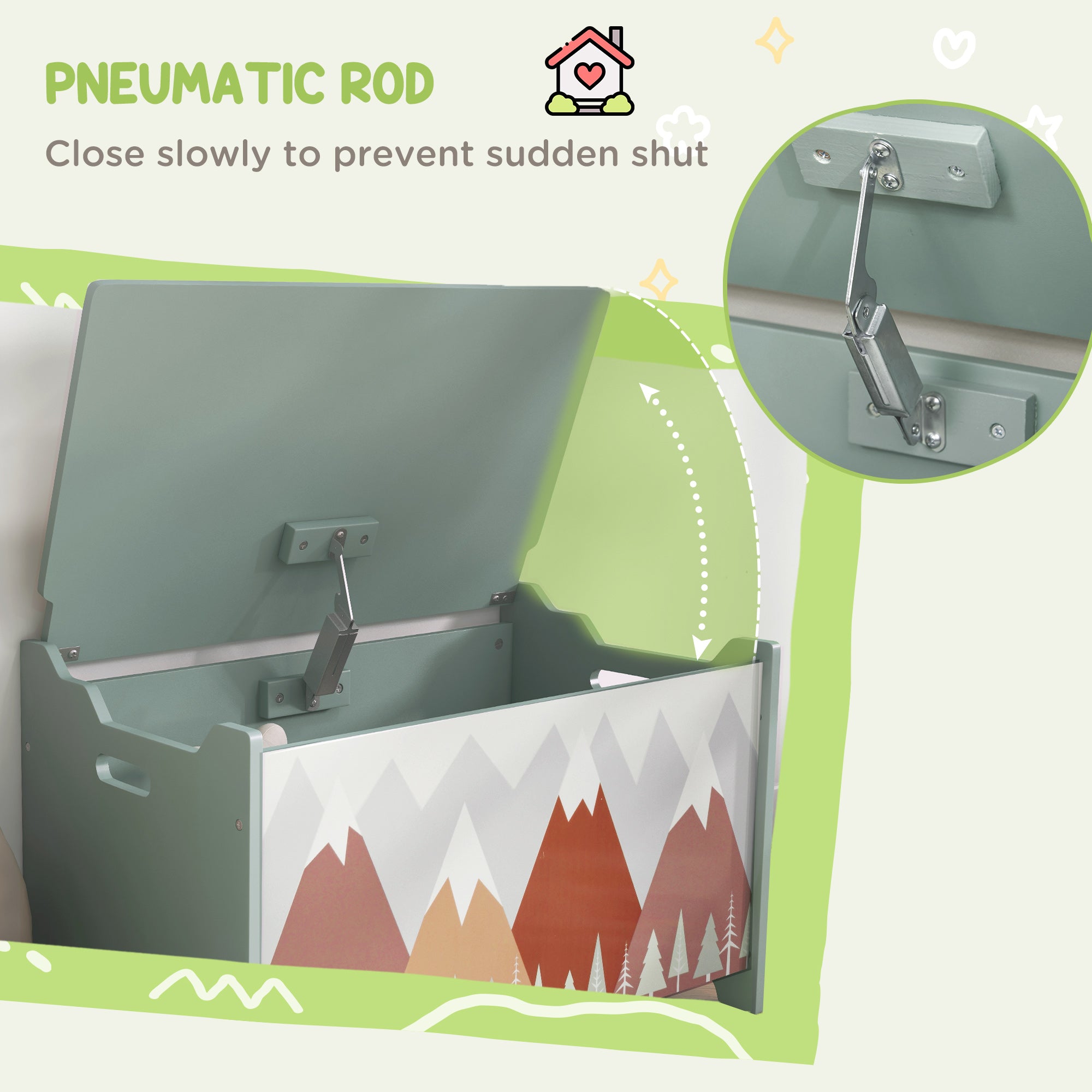 Toy Box with Lid, Toy Chest Storage Organizer for Bedroom with Safety Hinge, Green Baby & Kids Storage at Gallery Canada