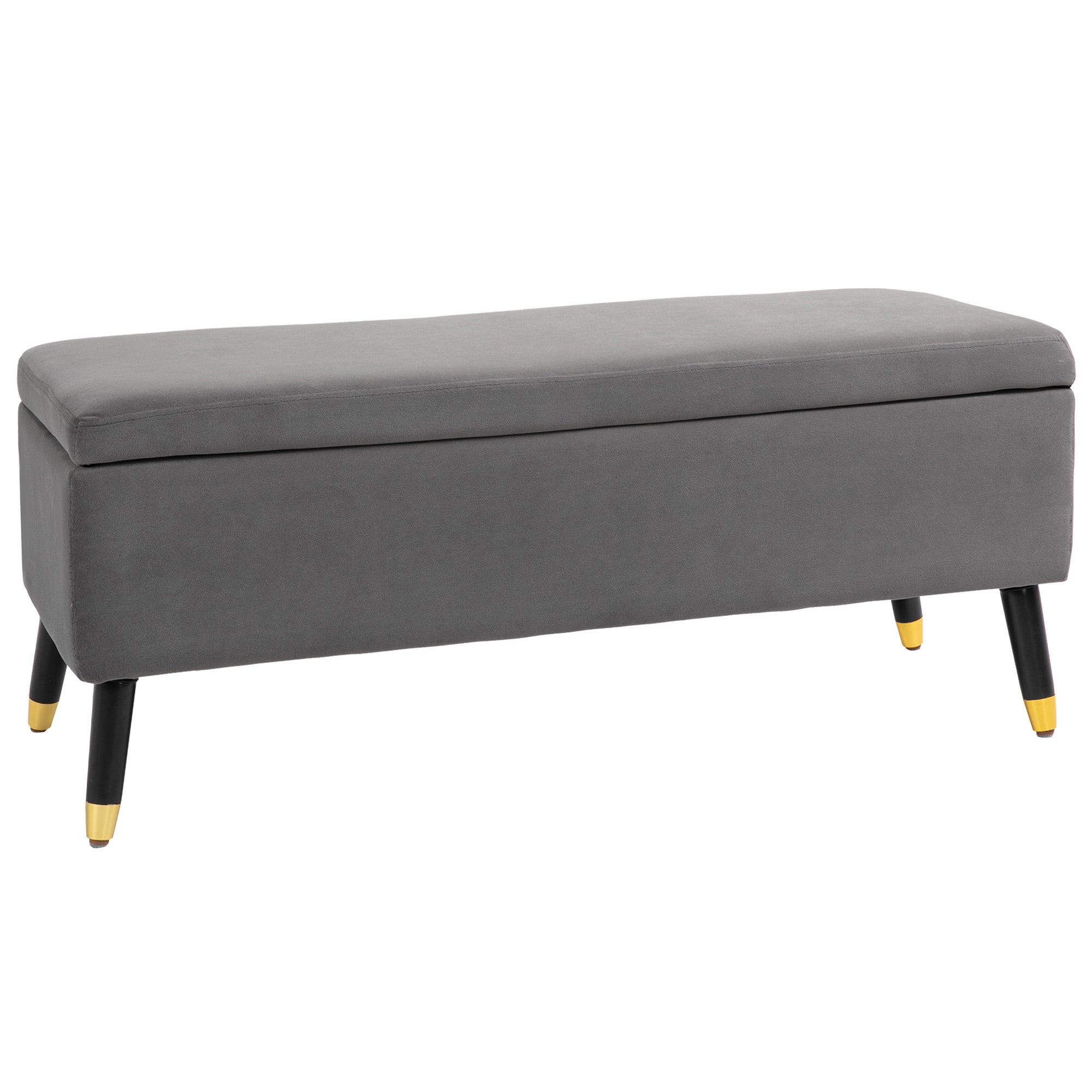 Ottoman Bench with Storage, Velvet Footrest Shoe Bench with Hinged Lid, Lift Top Bed Bench for Entryway Living Room, Charcoal Grey Storage Ottomans & Benches Charcaol Grey at Gallery Canada