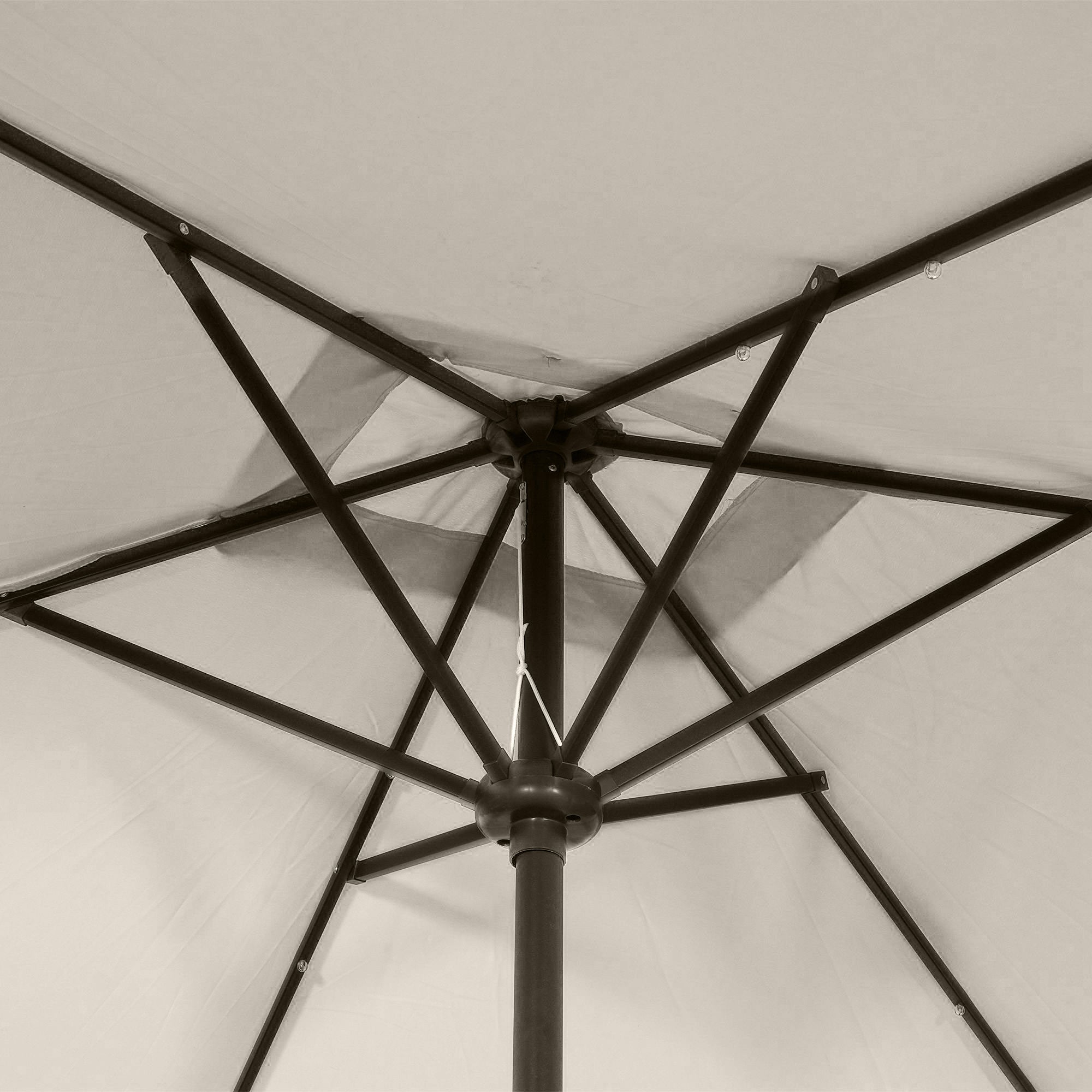 6' x 10' Patio Umbrella with 22 LED Solar Lights and Tilt, Rectangular Outdoor Table Umbrella with Crank, Beige Sun Umbrellas at Gallery Canada