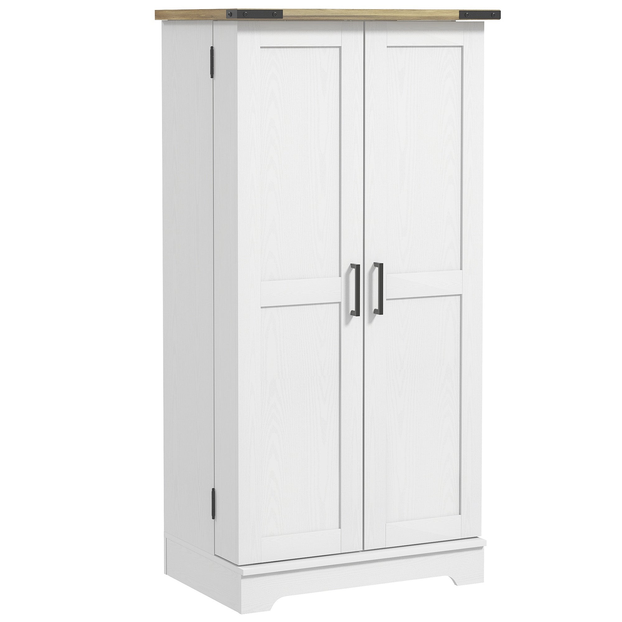 Farmhouse Kitchen Pantry Storage Cabinet, Kitchen Pantry Cabinet with Doors and Adjustable Shelves, Cream White Kitchen Pantry Cabinets   at Gallery Canada