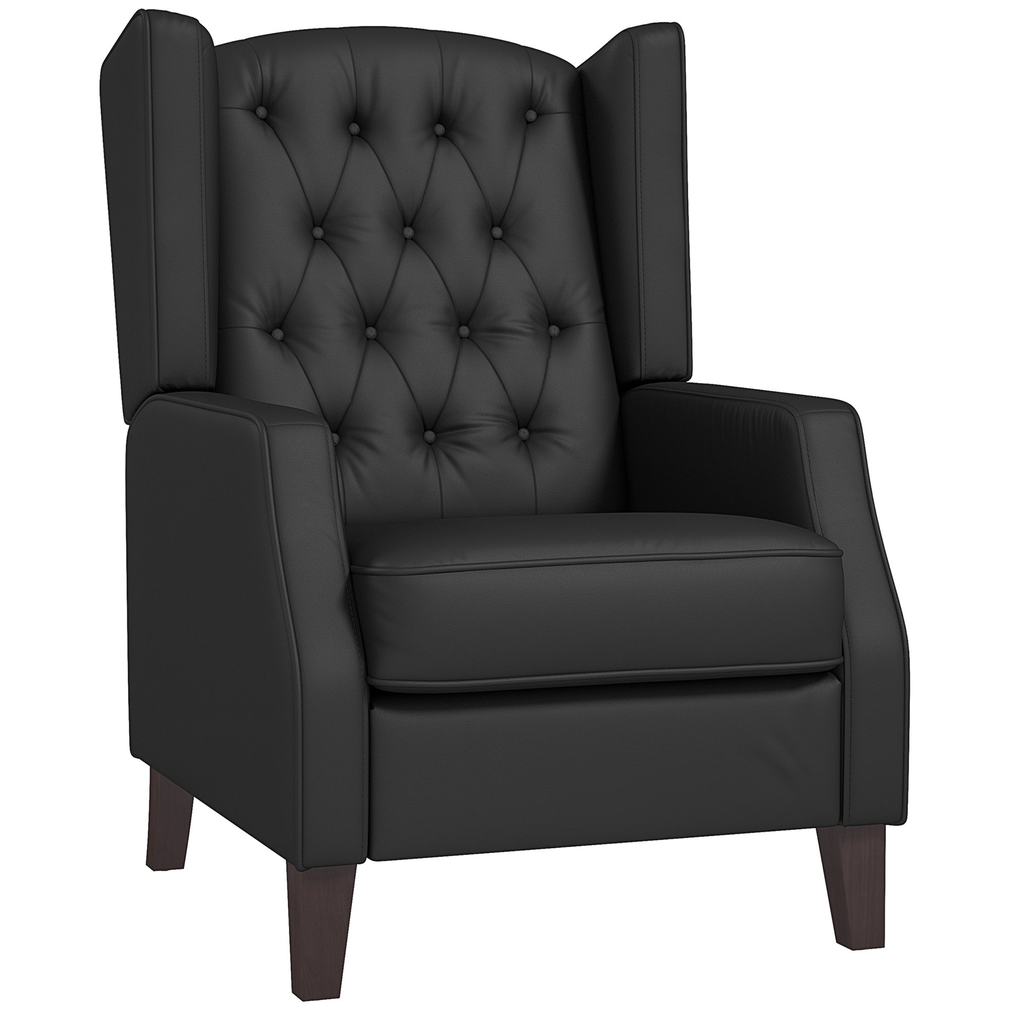 Faux Leather Armchair, Modern Accent Chair with Thick Padding for Living Room, Bedroom, Home Office, Black Accent Chairs at Gallery Canada