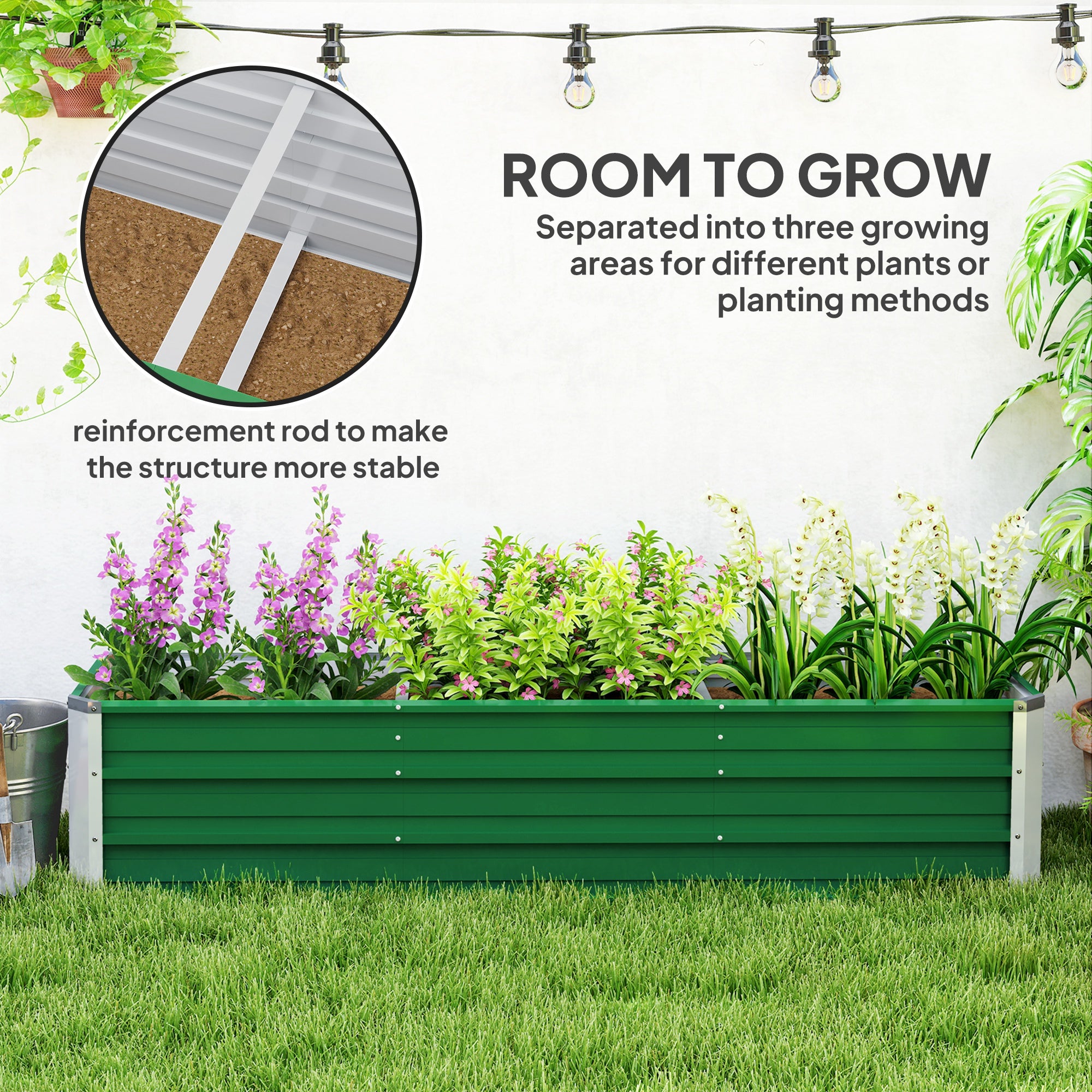 6' x 1.5' x 1.3' Galvanized Raised Garden Bed, Elevated Large Metal Planter Box w/ Install Gloves for Backyard, Patio to Grow Vegetables, Herbs, and Flowers, Green Galvanized Planter Boxes at Gallery Canada