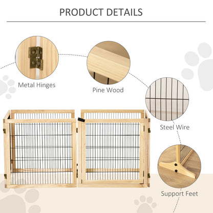 6-Panel Foldable Wooden Pet Gate with Support Feet for Small & Medium Dogs, Natural Houses, Kennels & Pens   at Gallery Canada