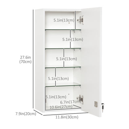 Wall Mount Medicine Cabinet, 5-tier Lockable Bathroom Cabinet with 2 Keys and Adjustable Shelves, White Mirror Medicine Cabinets   at Gallery Canada