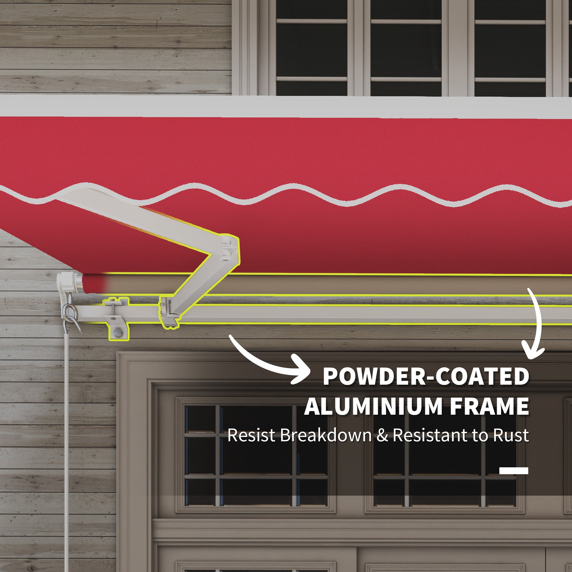 12' x 10' Retractable Awning Patio UV Resistant Fabric and Aluminum Frame for Deck, Balcony, Yard, Wine Red Deck Awnings at Gallery Canada