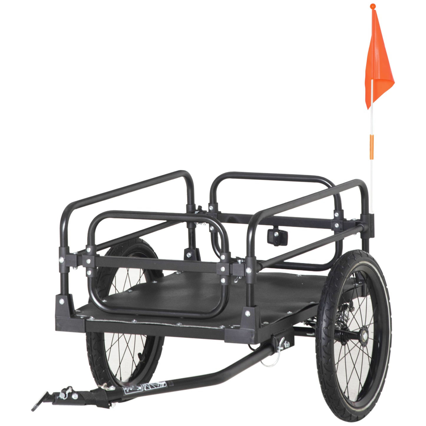 Bike Trailer, Bicycle Cargo Carrier with Suspension, Triple Safety Features, 16" Wheels, Hitch, Steel Frame, Black Bike Cargo Trailers   at Gallery Canada