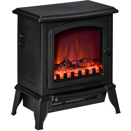 Electric Fireplace Heater, Freestanding Fireplace Stove with Realistic Flame Effect, Overheat Safety Protection, 750W/1500W, Black Electric Fireplaces   at Gallery Canada