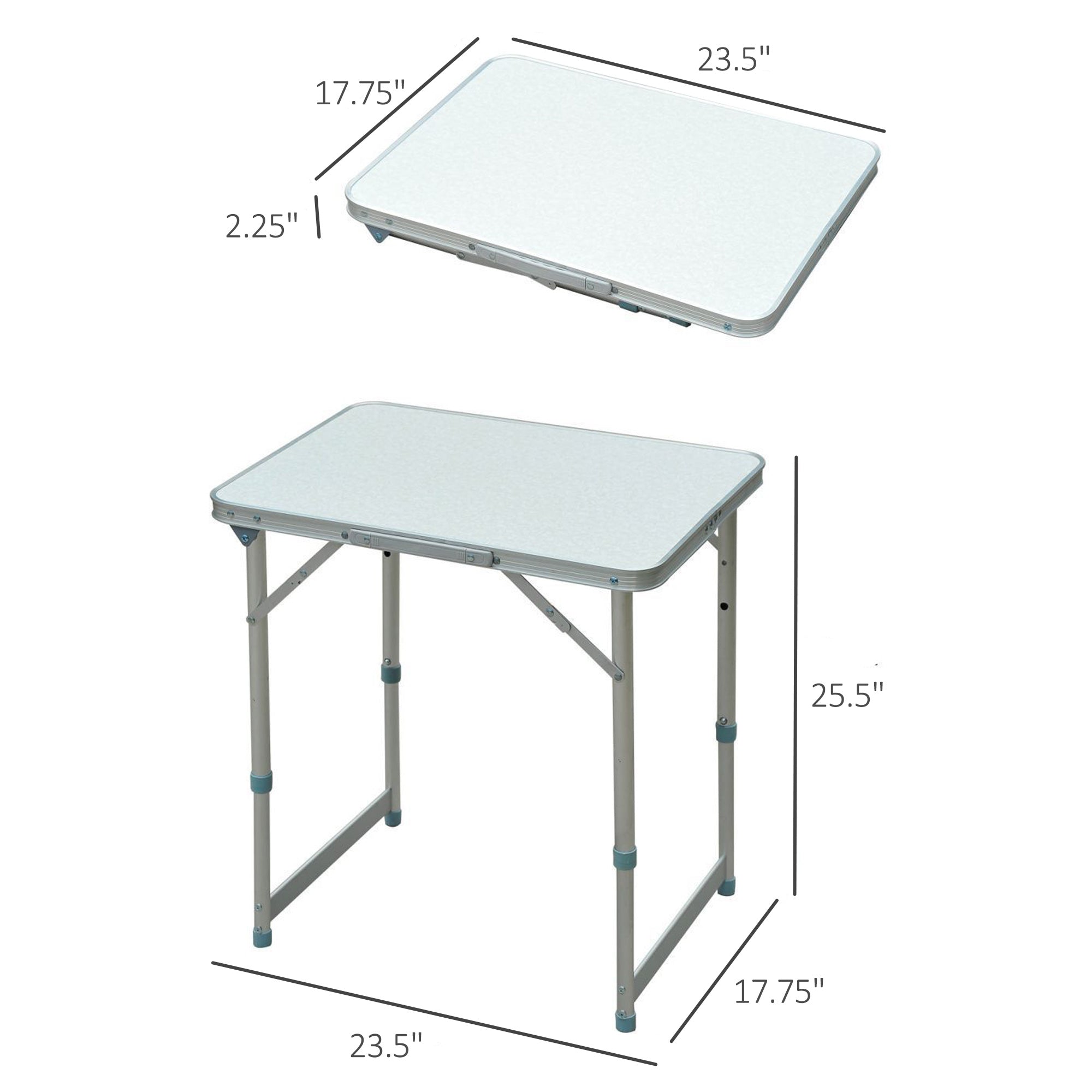 Folding Adjustable Patio Picnic Table Portable Camping Dining Lunch Table Aluminum Frame Silver Picnic Tables & Camping Chairs at Gallery Canada