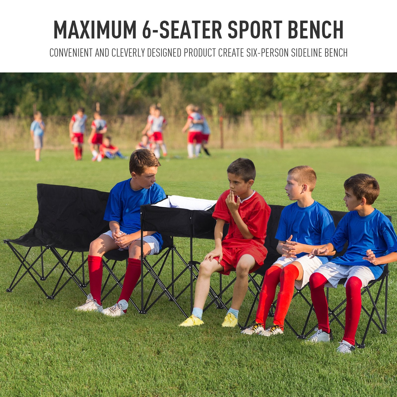 6-Person Folding Camping Bench Chair Sport Seat Folding Cooler Bag w/ Carrying Case Picnic Tables & Camping Chairs at Gallery Canada