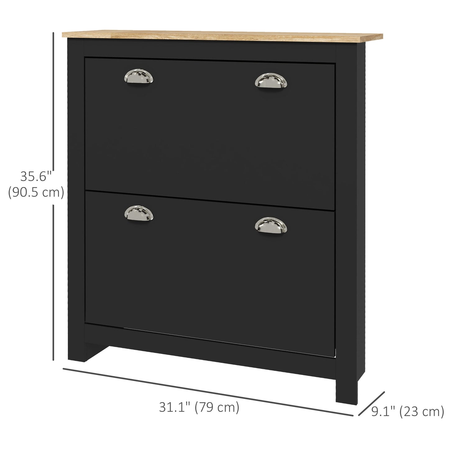 Entryway Shoe Cabinet with 2 Flip Drawers and Adjustable Shelves, 12 Pair Shoe Storage Organizer for Hallway, Black Shoe Storage Cabinets & Racks   at Gallery Canada