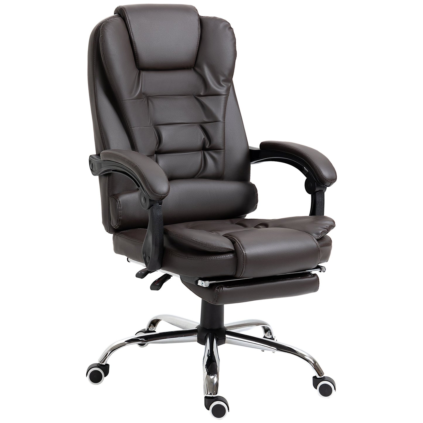 High Back Office Chair PU Leather Executive Office Chair with Retractable Footrest Padded Armrest Coffee Executive & Manager Chairs Coffee  at Gallery Canada