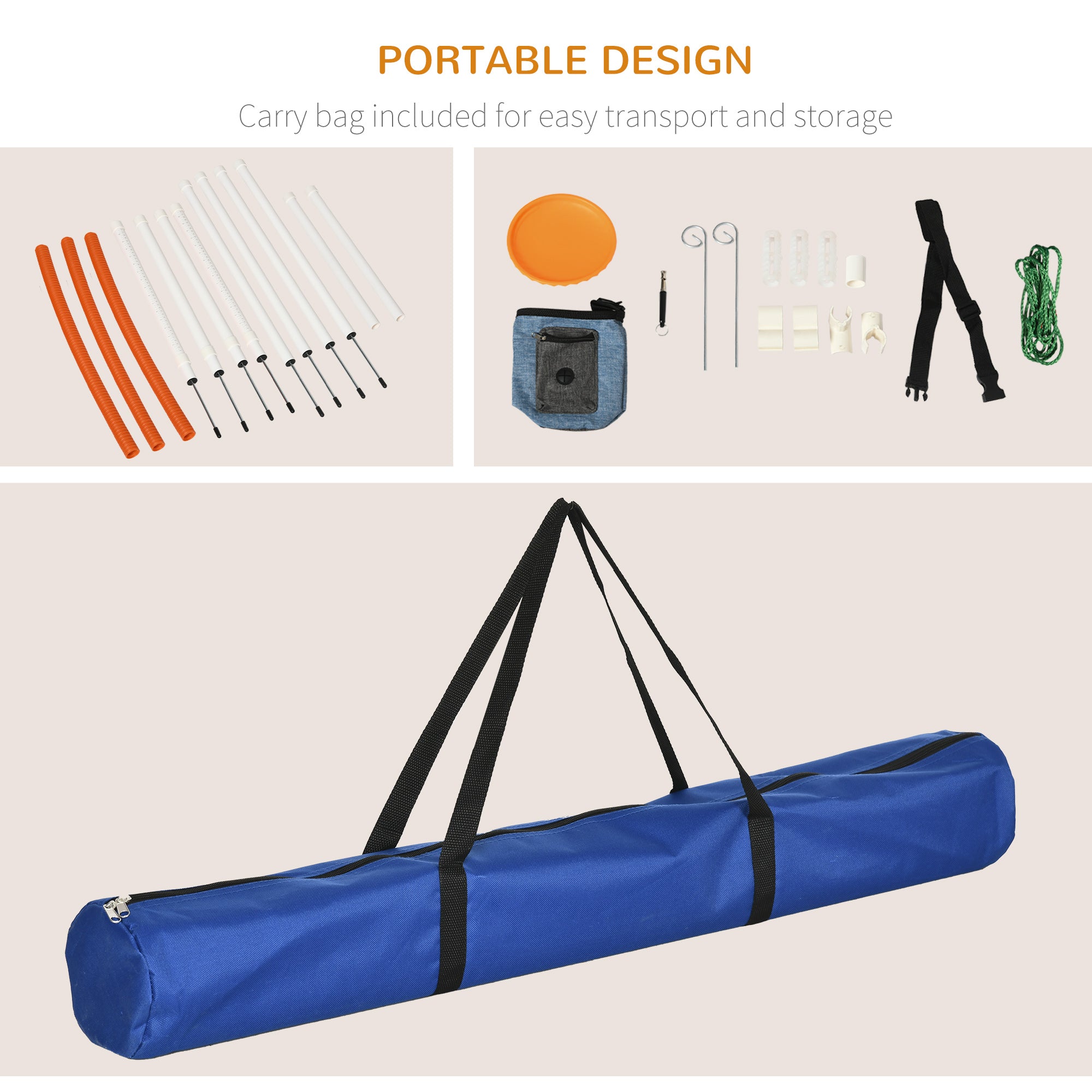 5 Pieces Dog Agility Training Equipment with Disc, Whistle, Weaves Poles, Adjustable Jumping Poles, Food Bag, Carry Bag Dog Agility Training Equipment at Gallery Canada