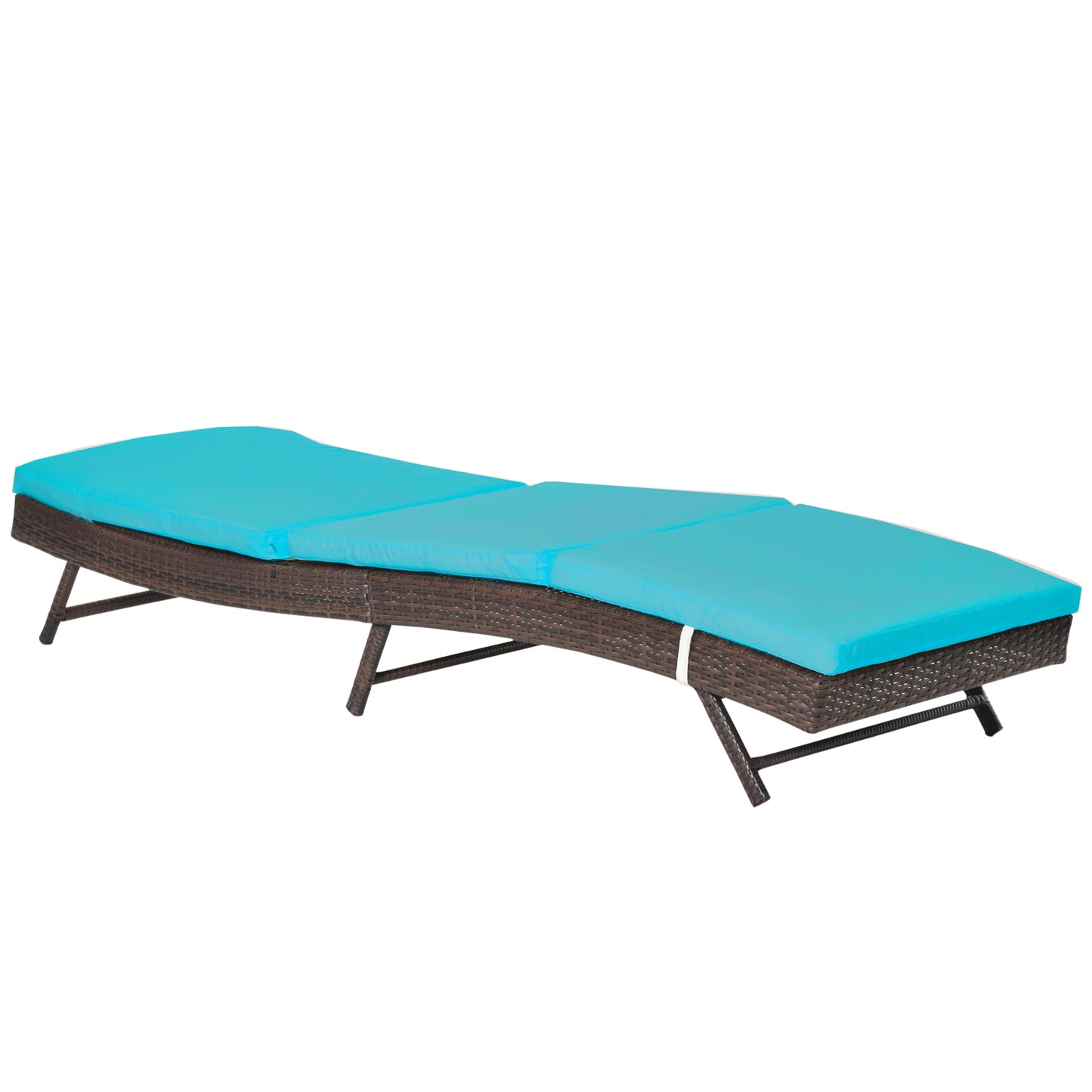 Outdoor Wicker Chaise Lounge Chair, "S" Shape Recliners with 5-Level Backrest, Cushion Steel Frame for Patio, Poolside Turquoise Chaise Loungers   at Gallery Canada