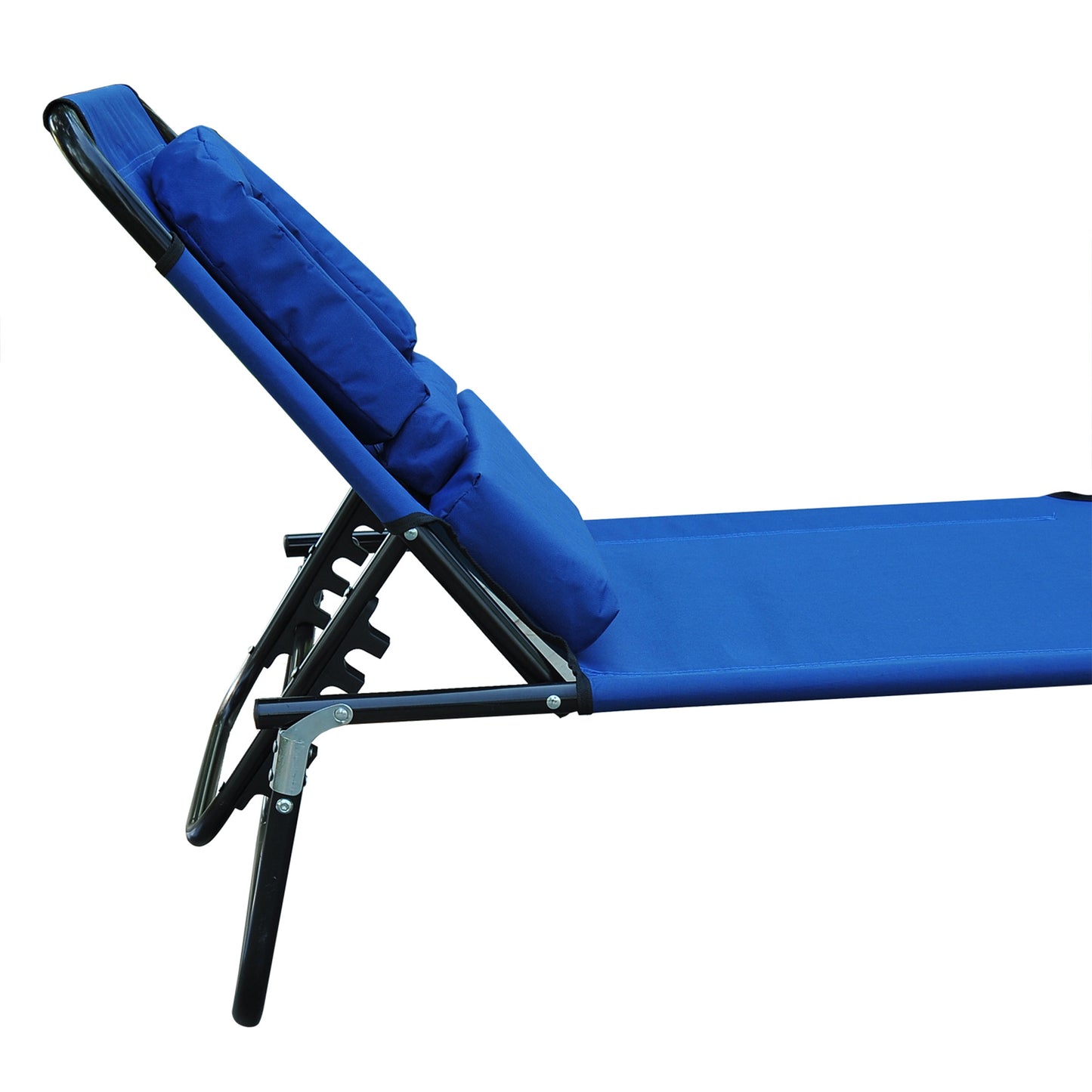 Adjustable Garden Sun Lounger w/ Reading Hole Outdoor Reclining Seat Folding Camping Beach Lounging Bed Blue Lounger Chairs   at Gallery Canada