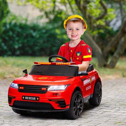 12V Kids Electric Fire Truck w/ Remote Control, Spring Suspension, Training Wheel, Siren, Music, Light, Horn, Red Electric Toy Cars Red  at Gallery Canada