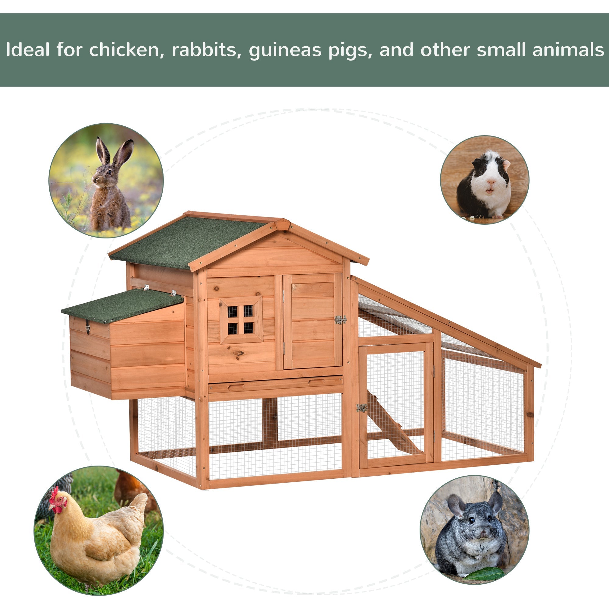 Wooden Chicken Coop Hen House with Nesting Box, Tray, Lockable Door, Yellow Chicken Coops   at Gallery Canada