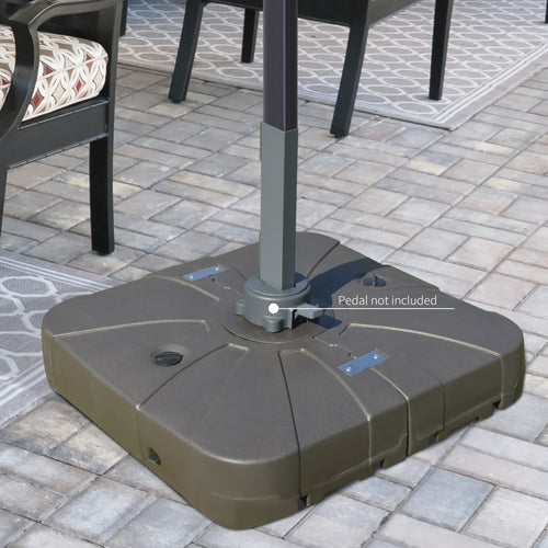 Square Cantilever Patio Umbrella Base Water or Sand Filled with Wheels Crossbar Heavy-Duty Umbrella Stand Coffee