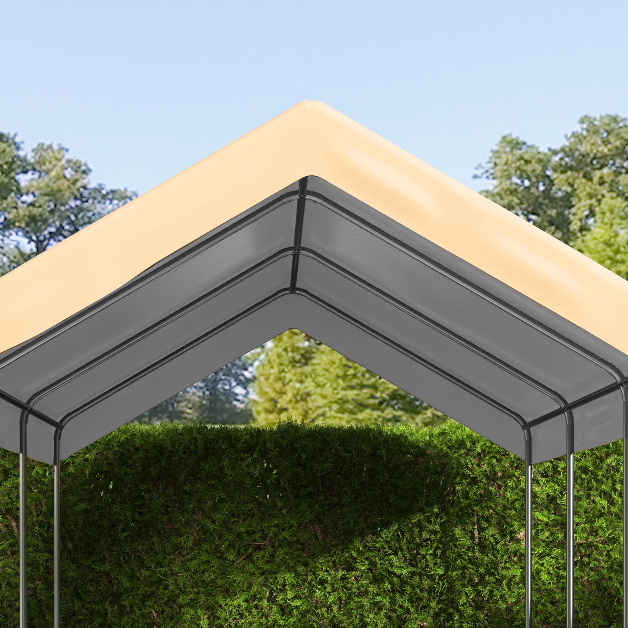 10 x 20ft Carport Replacement Canopy, UV Resistant Garage Car Cover with Ball Bungee Cords, Beige Gazebo Canopy Replacement at Gallery Canada
