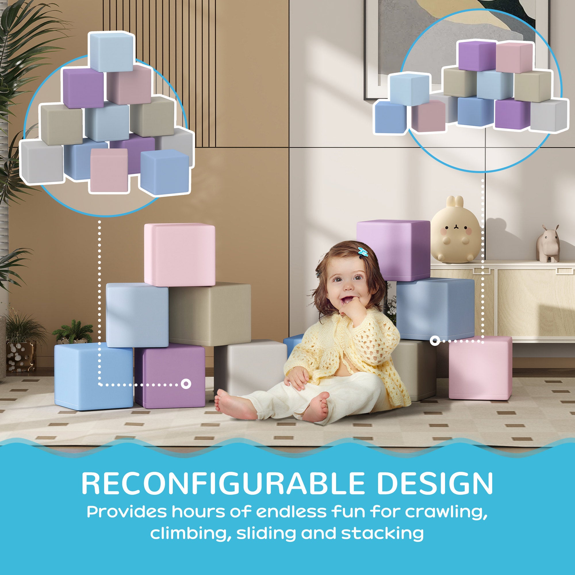 12 Piece Soft Play Blocks Soft Foam Toy Building And Stacking Blocks - Multicolours Baby Gym & Playmats at Gallery Canada