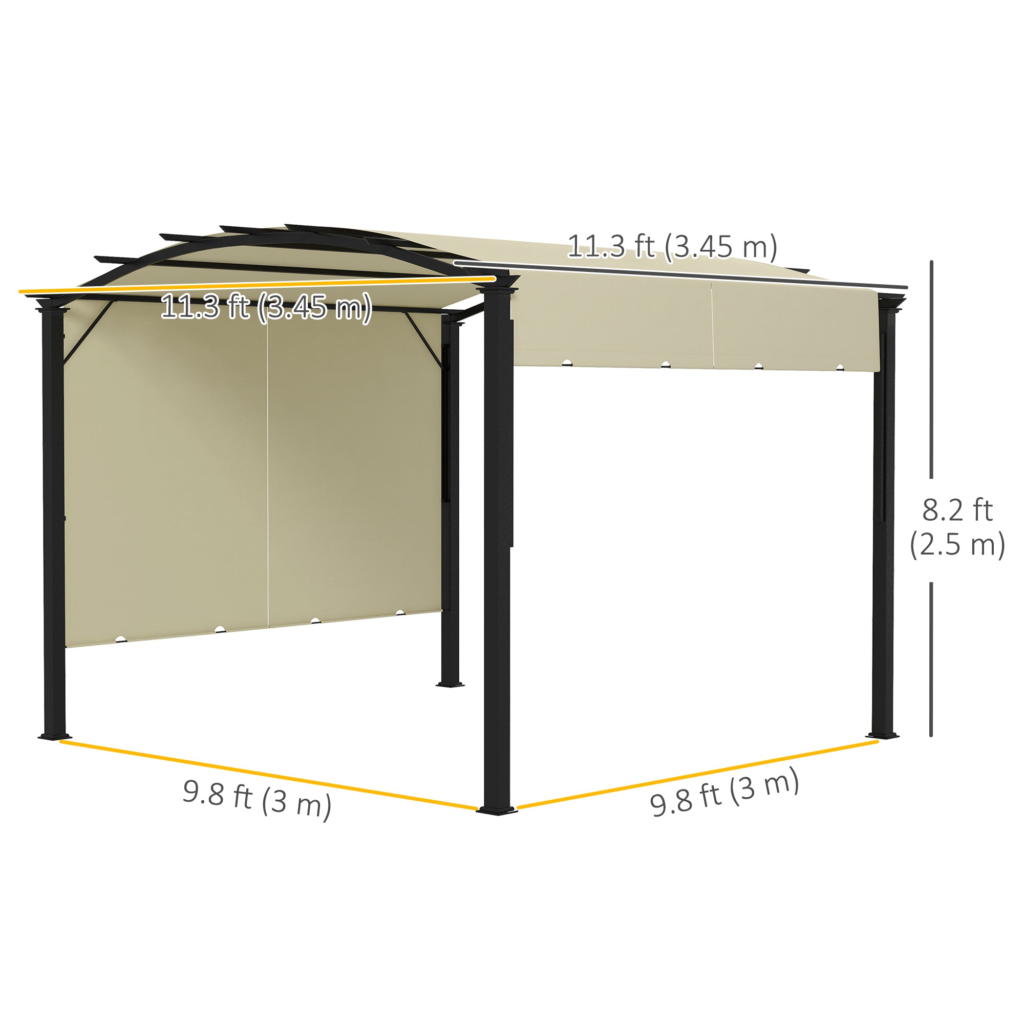 11' x 11' Retractable Pergola Canopy for Patio, Backyard, Beige Pergolas at Gallery Canada