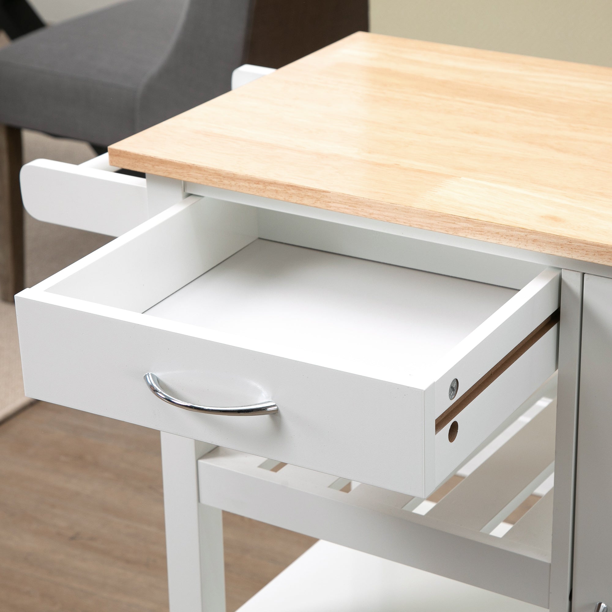 Kitchen Cart on Wheels with Embossed Door Panel, Utility Kitchen Island with Storage Drawer, White Kitchen Islands & Kitchen Carts at Gallery Canada