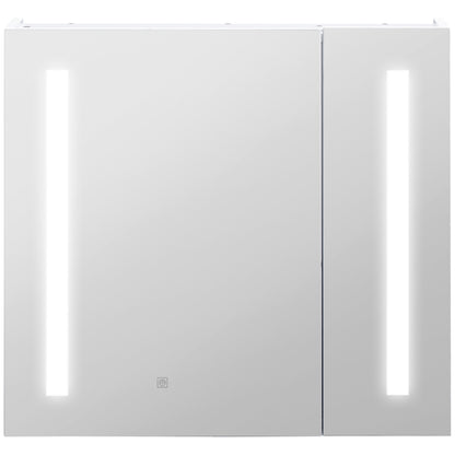 Illuminated Bathroom Mirror Cabinet 650 X 700Hmm LED Bathroom Mirror with Lights Touch Switch, Adjustable Shelf, USB Charge, White Mirror Medicine Cabinets   at Gallery Canada