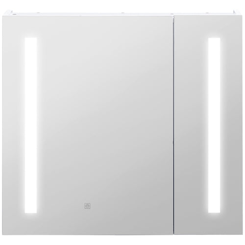 Illuminated Bathroom Mirror Cabinet 650 X 700Hmm LED Bathroom Mirror with Lights Touch Switch, Adjustable Shelf, USB Charge, White