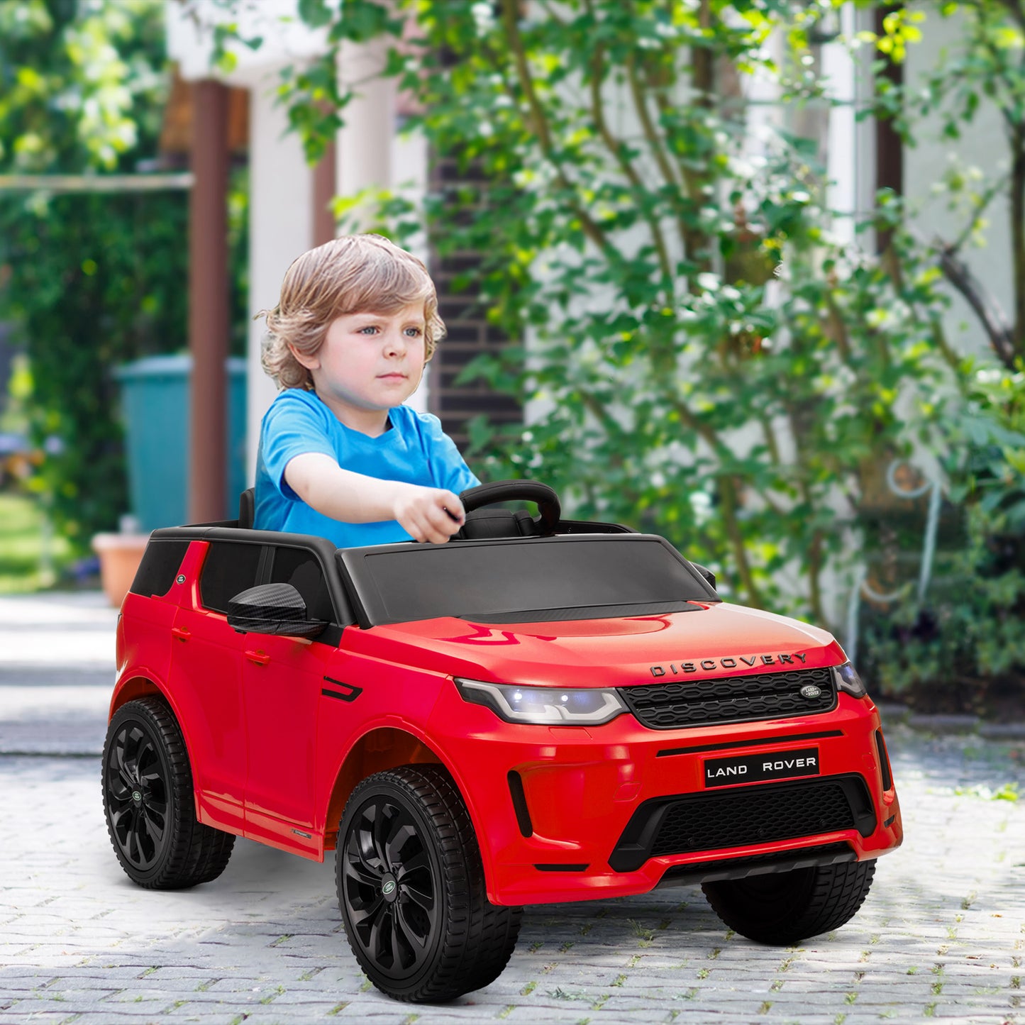 Land Rover Discovery Sport Licensed 12V Ride on Car w/ Remote, Soft Start, LED Lights, Music Horn, Red Electric Toy Cars   at Gallery Canada